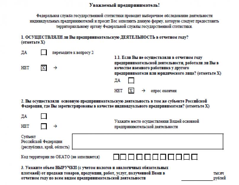 Инструкция по заполнению формы 1 ип годовая. Сведения о деятельности индивидуального предпринимателя в розничной торговле. Кто и когда отчитывается